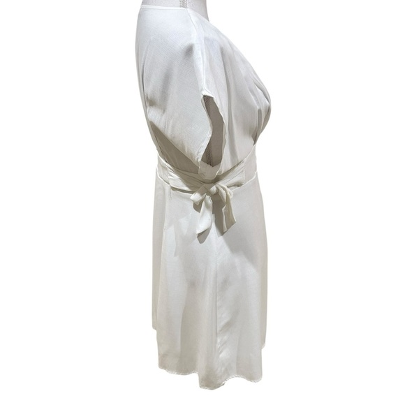 FAVLUX Fashion off white Textured linen look rayon mini dress side ties sz small - Picture 7 of 10